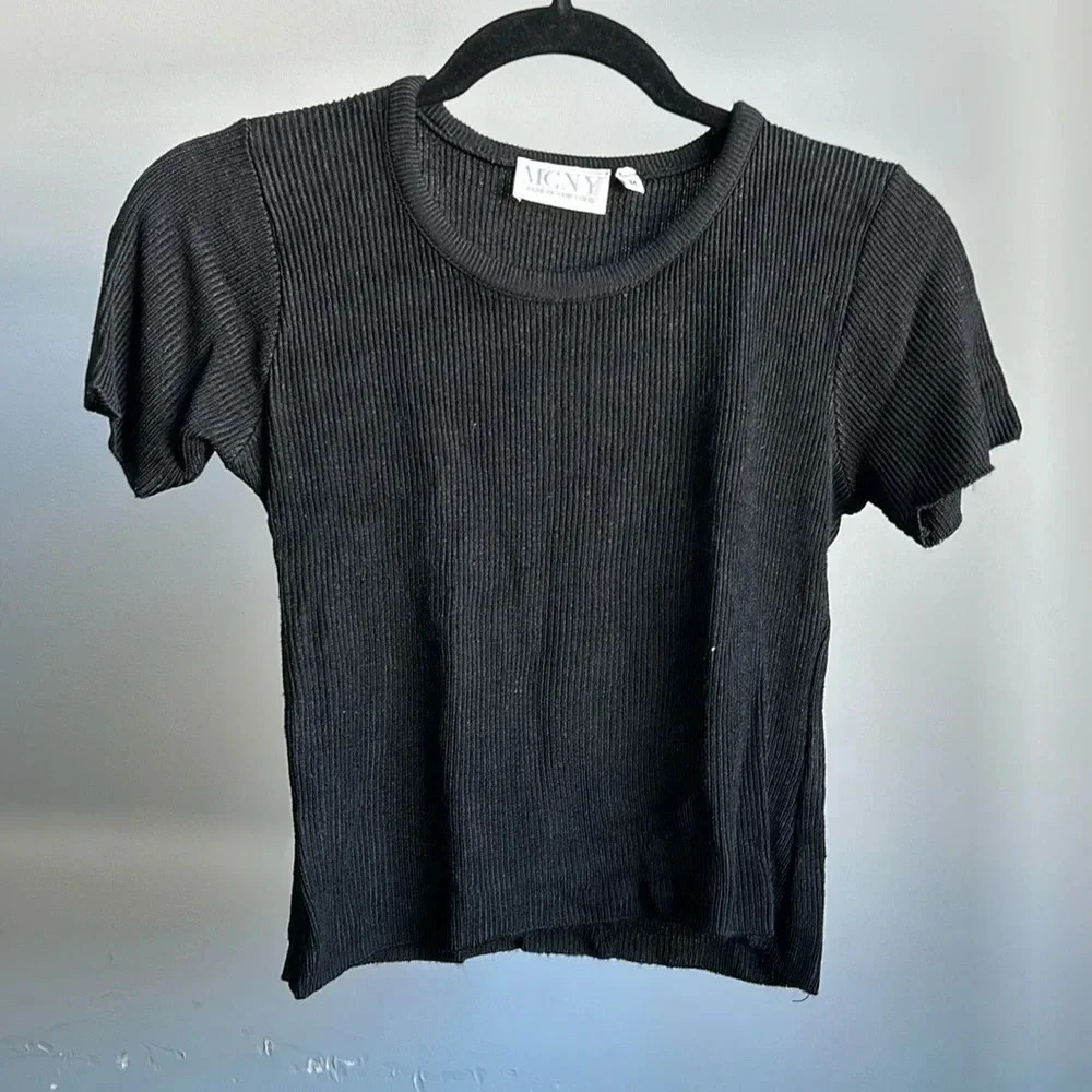 Vintage MCNY Black Crop Top | Ribbed | 1990's Crop Top | 90s Baby Tees